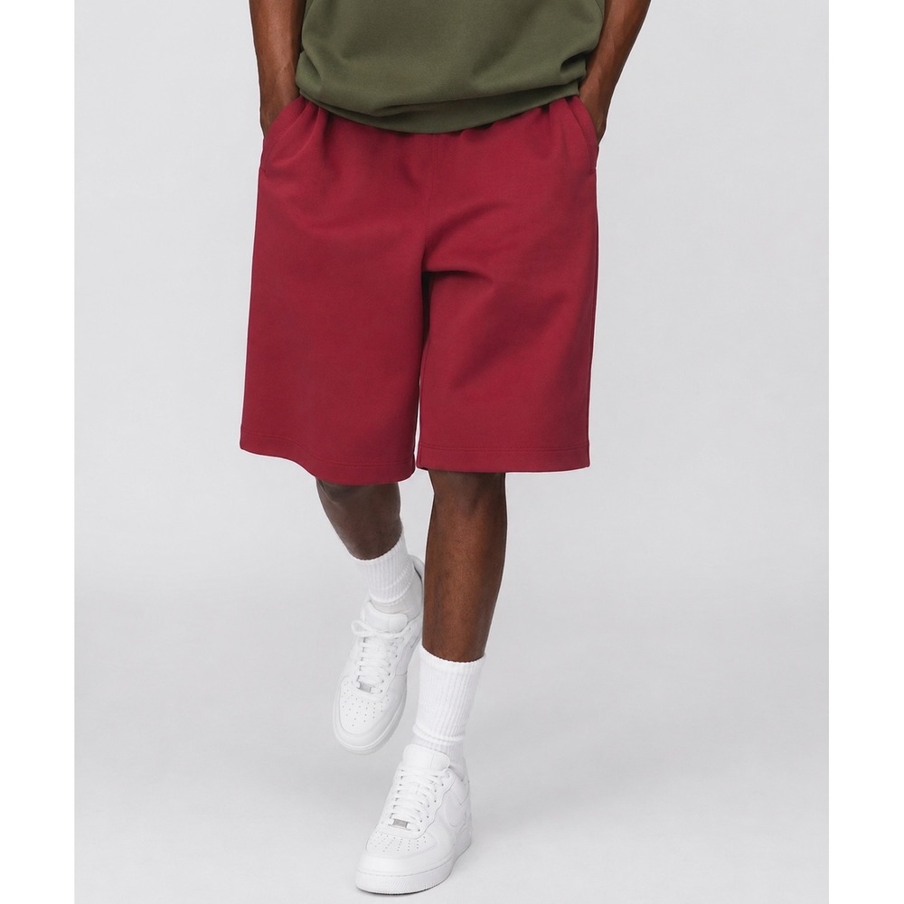 Uniqlo Sweat Wide Shorts Mens Small Red Elastic Waist Relaxed Fit 341-482758 NEW